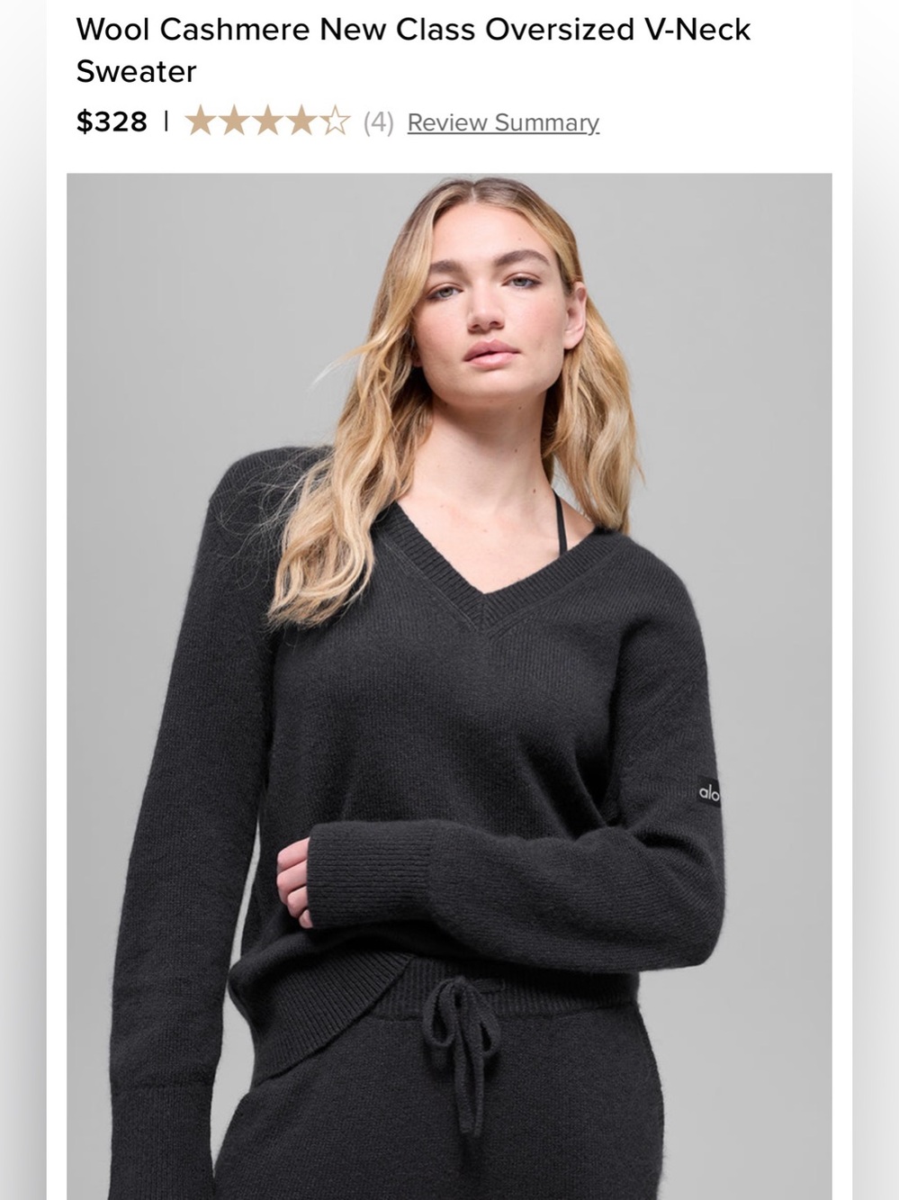 Alo Wool Cashmere New Class Oversized V-Neck Sweater - XXS